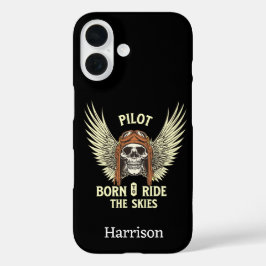 Funda iPhone 16 Piloto Genial Volando, Cráneo y Alas, Aviación