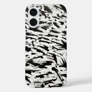 Funda iPhone 16 Pinceles abstractos en blanco y negro