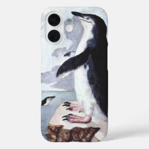 Funda iPhone 16 Pingüino Chinstrap vintage, aves de la Antártida