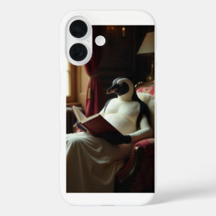 Funda iPhone 16 Pingüino leyendo un libro