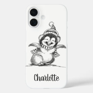 Funda iPhone 16 Pingüino Navideño Adorable, Ave Bebé Feliz