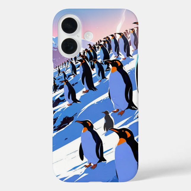 Funda iPhone 16 Pingüinos de invierno de juguete (Reverso )