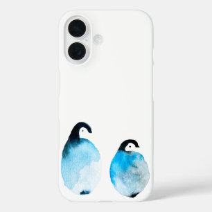 Funda iPhone 16 Pingüinos lindos acuarela