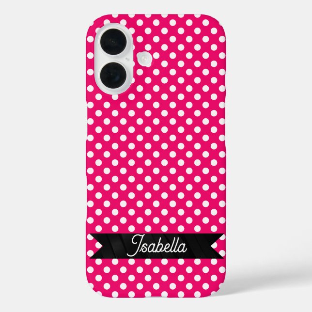 Funda iPhone 16 Pink and White Polka dots (Reverso )