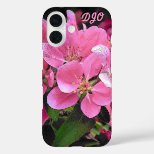 Funda iPhone 16 Pink Crab Apple Blossom y tus iniciales