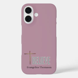 Funda iPhone 16 Pink (Creer) nombre cruzado cristiano