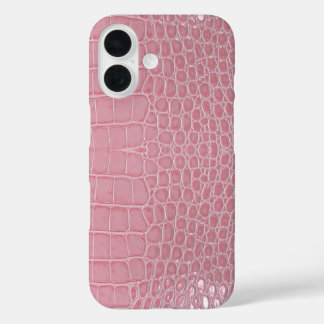Funda iPhone 16 Pink Crocodile Leather Aesthetic
