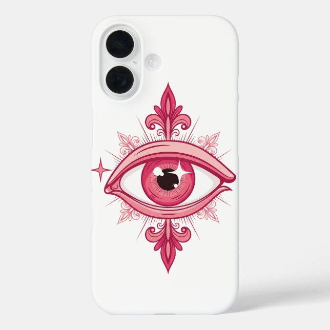Funda iPhone 16 Pink Evil Eye Tattoo Design Sketch (Reverso )