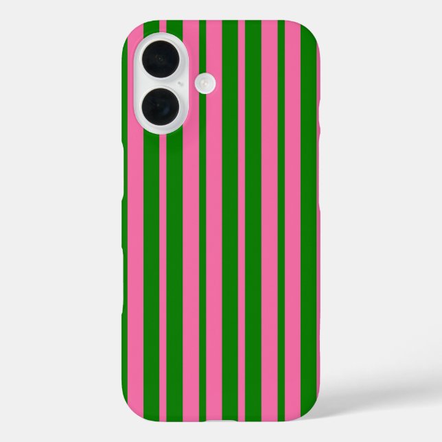 Funda iPhone 16 Pink Green Stylish Stripes Pattern Design  (Reverso )