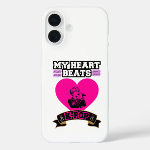 Funda iPhone 16 Pink Heart Idol Cantando KPop Music Love Design