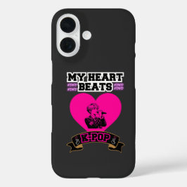 Funda iPhone 16 Pink Heart Idol Cantando KPop Music Love Design