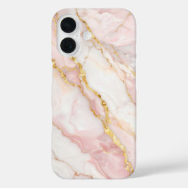 Funda iPhone 16 Pink Marble with Gold Veins – Elegant Design