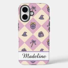 Funda iPhone 16 Pink Personalized Girly Checkered