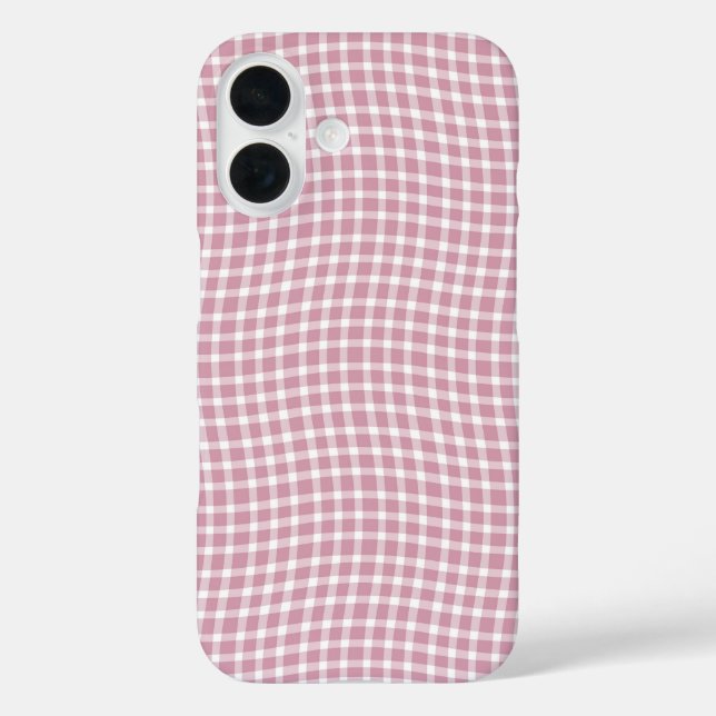 Funda iPhone 16 Pink White Plaid Checker Seamless Pattern (Reverso )