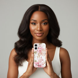 Funda iPhone 16 Pink Winter Poinsettia Floral iPhone Case |