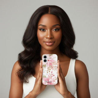 Funda iPhone 16 Pink Winter Poinsettia Floral iPhone Case |