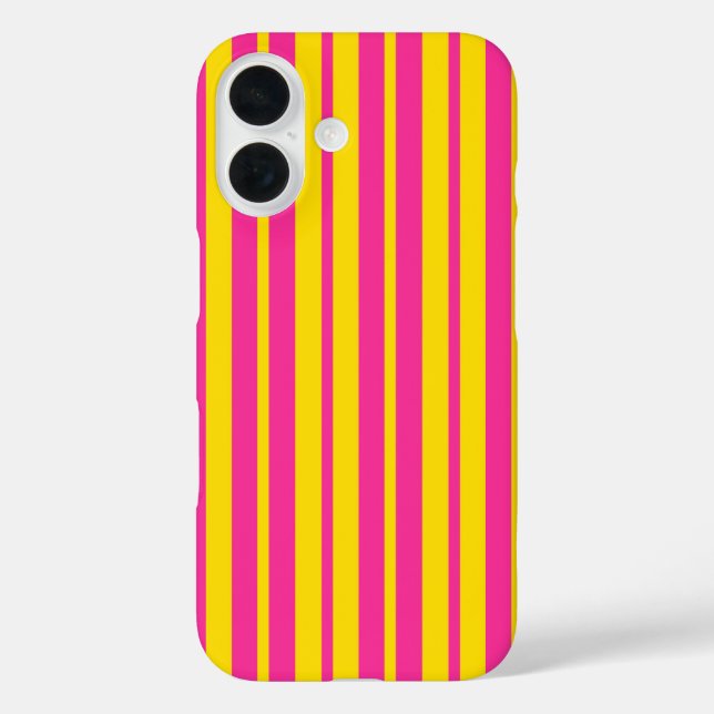 Funda iPhone 16 Pink Yellow Stylish Stripes Pattern Design  (Reverso )