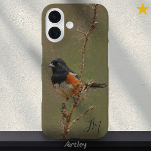 Funda iPhone 16 Pintar pájaros con un nombre personalizado