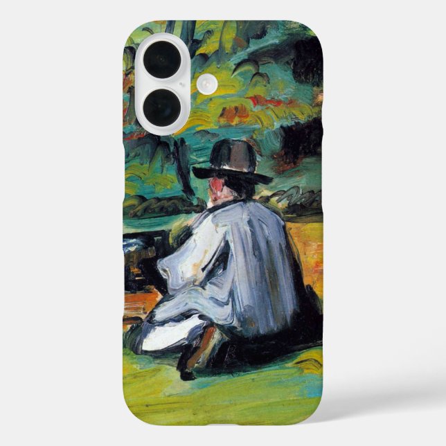 Funda iPhone 16 Pintor en el trabajo de Paul Cezanne, Bella Artes  (Reverso )