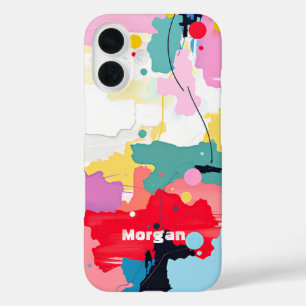 Funda iPhone 16 Pintura abstracta con salpicaduras/gotear, Nombre