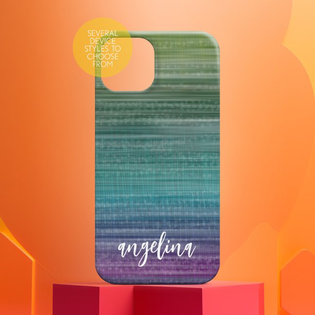 Funda iPhone 16 Pintura abstracta moderna con nombre de guión blan (Modern Abstract Phone Case)