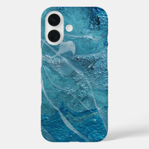 Funda iPhone 16 Pintura abstracta turquesa pesada