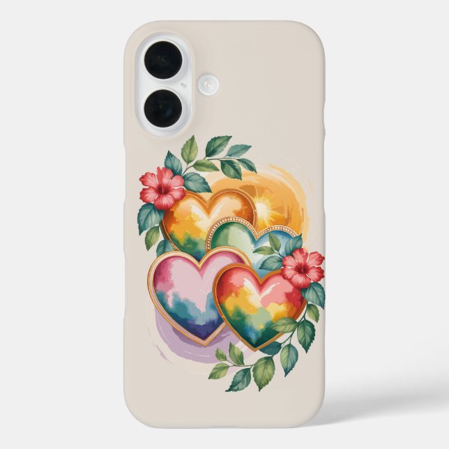 Funda iPhone 16 pintura acuarela muestra tres oídos idénticos (Reverso )