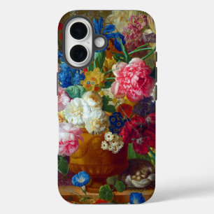 Funda iPhone 16 Pintura de arte con flores de época clásicas