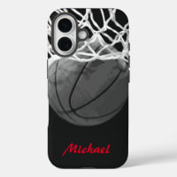 Pintura de baloncesto tu nombre rojo blanco negro