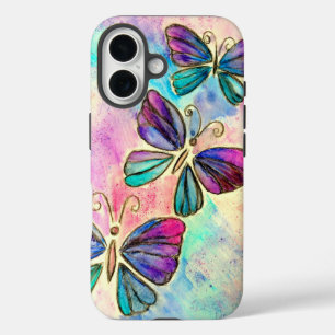 Funda iPhone 16 Pintura de colores mariposa