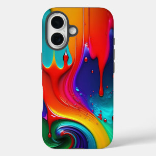 Funda iPhone 16 Pintura de goteo colorida