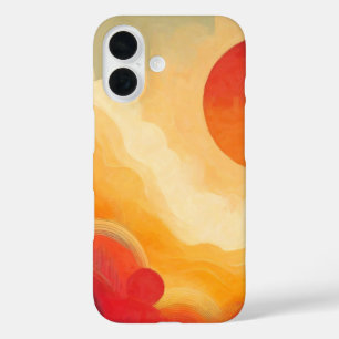 Funda iPhone 16 Pintura dramática de sol rojo