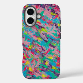 Funda iPhone 16 Pintura sintética del arcoiris abstracta