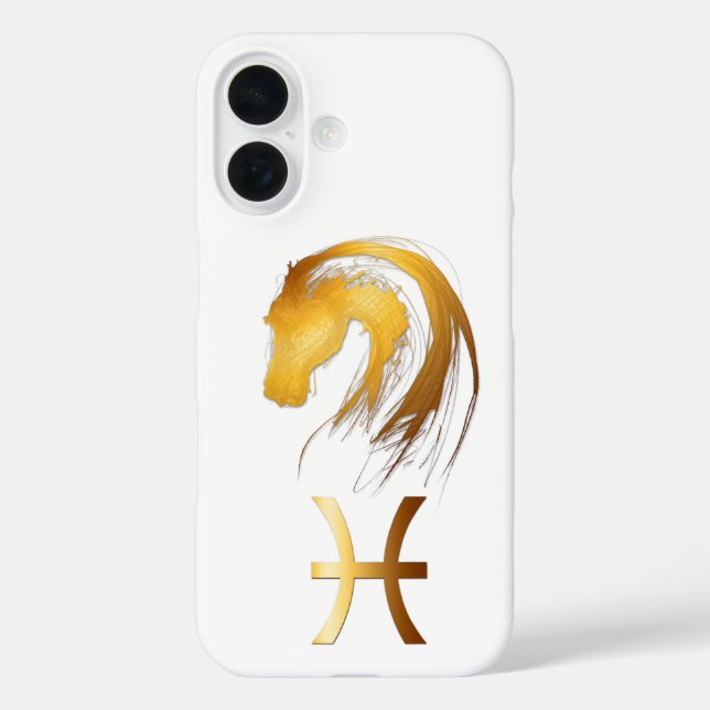 Funda iPhone 16 Piscis Caballo Astrología China Occidental iPC (Reverso )