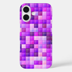 Funda iPhone 16 Pixels Pink Square Pattern
