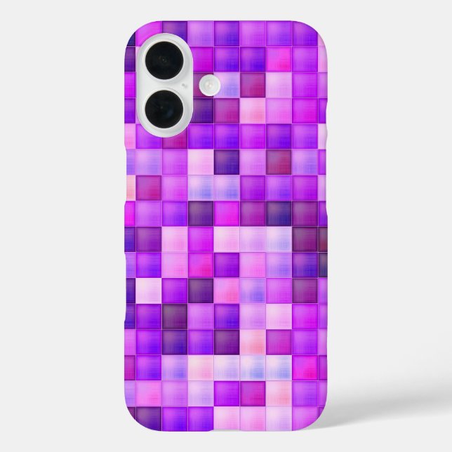 Funda iPhone 16 Pixels Pink Square Pattern (Reverso )