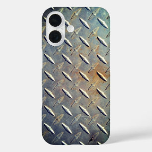 Funda iPhone 16 Placa de Acero con Grafico de Diamante de Alta Res