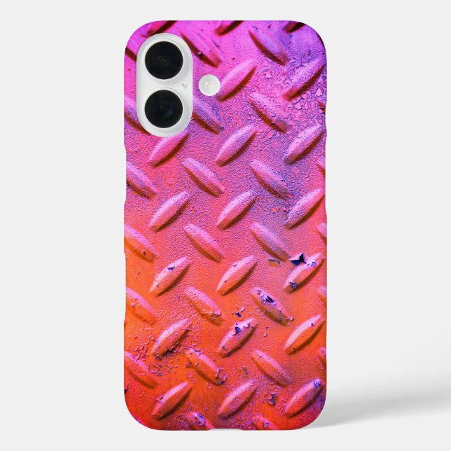 Funda iPhone 16 Placa de diamante Acero púrpura y Naranja (Reverso )