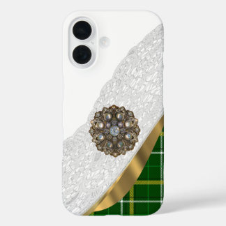 Funda iPhone 16 Placa de tartán verde