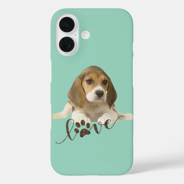 Funda iPhone 16 Placas de papel beagle (Reverso )