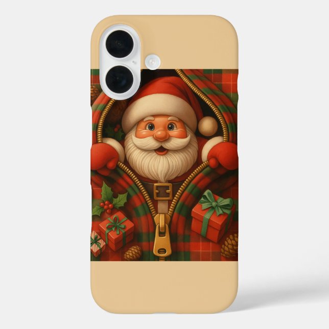 Funda iPhone 16 Plaid Santa Claus Christmas Design  (Reverso )