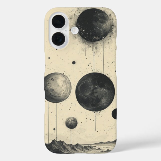 Funda iPhone 16 Planetario monocromo (Reverso )