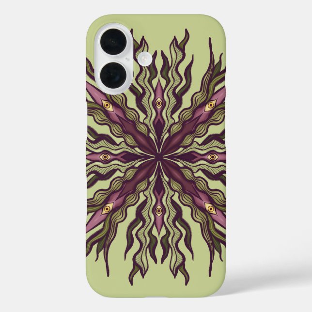 Funda iPhone 16 Planta de Ojo Psicodélico - Mandala Botánico Surre (Reverso )