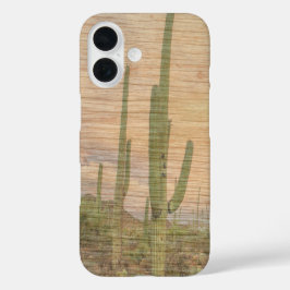 Funda iPhone 16 Plantas de Cactus del Desierto sobre Imagen Fotogr