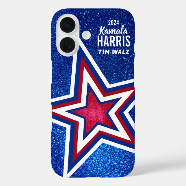 Funda iPhone 16 Plantilla de campaña estadounidense de Purpurina a (Reverso )