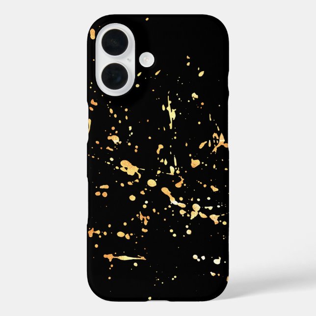 Funda iPhone 16 Plata de pintura dorada sobre negro (Reverso )