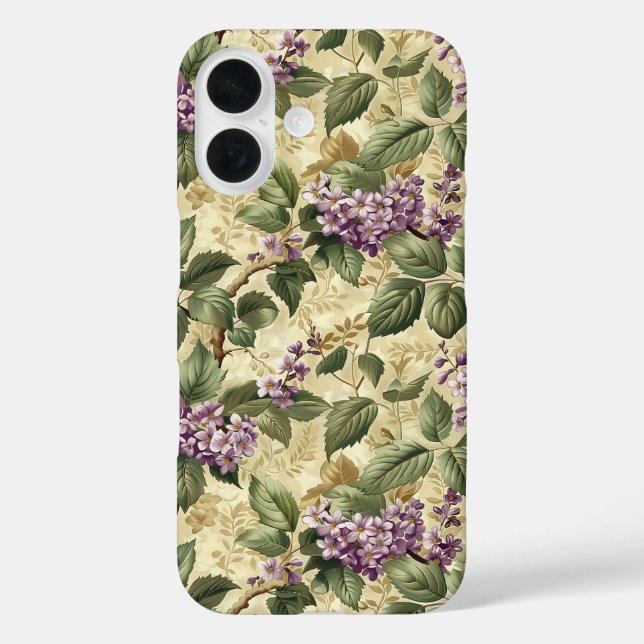 Funda iPhone 16 Platos de papel para fiesta con flores de lila púr (Reverso )