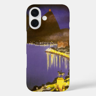 Funda iPhone 16 Playa de Vintage de noche en Río de Janeiro, Brasi