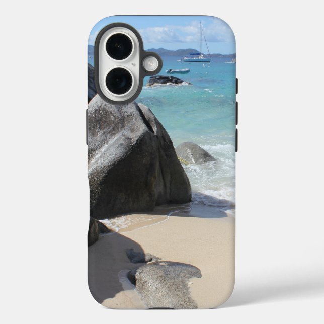 Funda iPhone 16 Playa panorámica en los baños de la Virgen Gorda,  (Reverso )