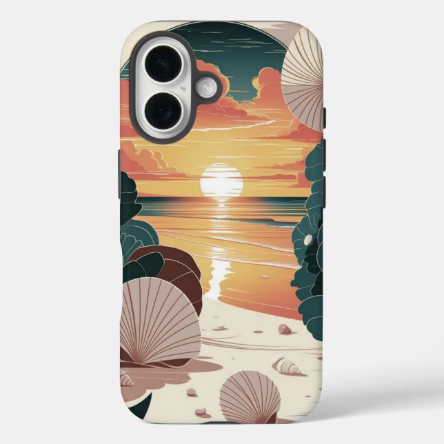 Funda iPhone 16 Playa Puesta de Sol de Conchas (Reverso )